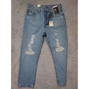 NEW Levis 501 Jeans Womens 30x26 Original Cropped Straight Leg Distressed NWT